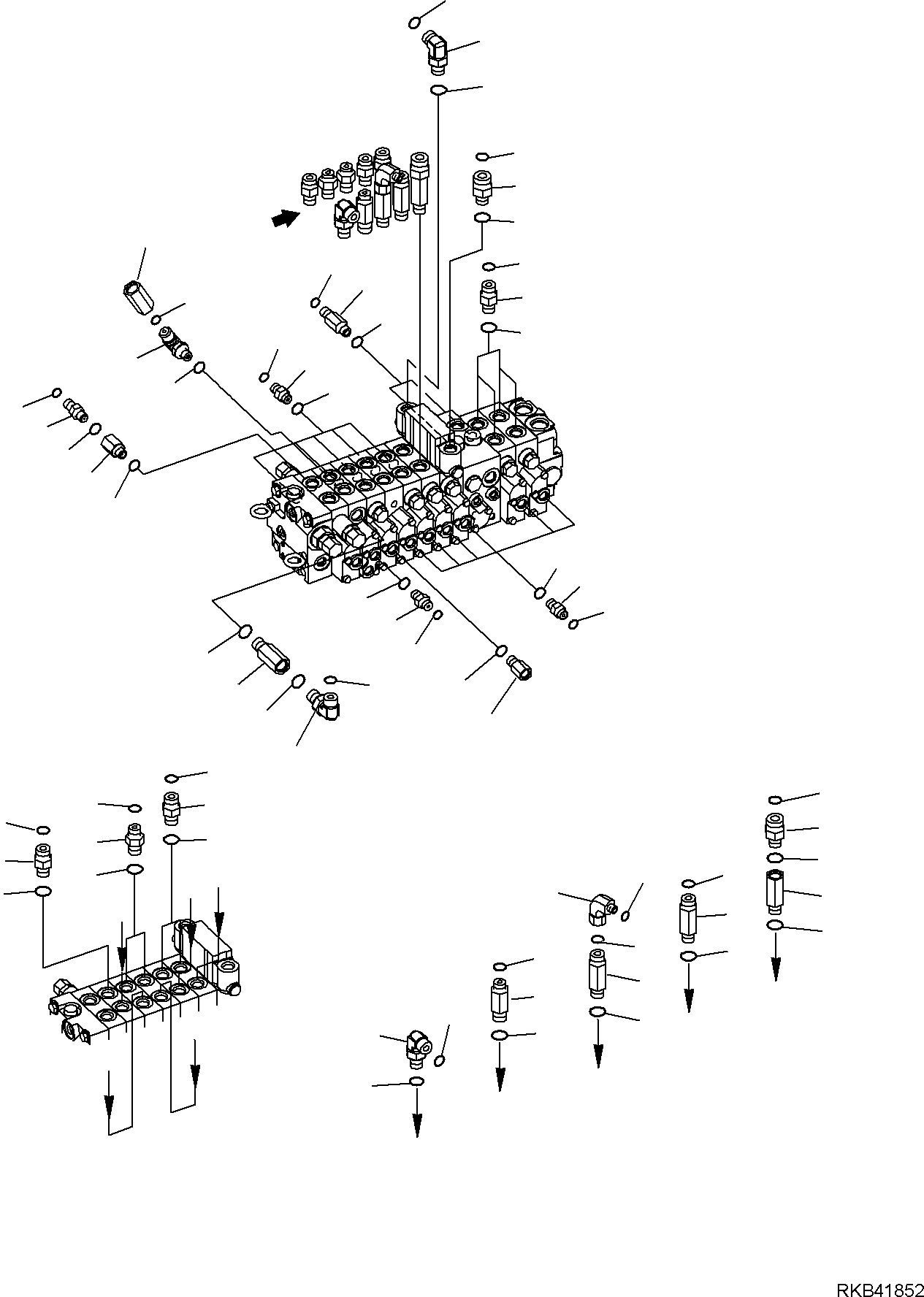 Komatsu parts book diagram for PC50MR-2 S/N F00103 AND UP: CONTROL VALVE (CONNECTING PARTS) (2/3)