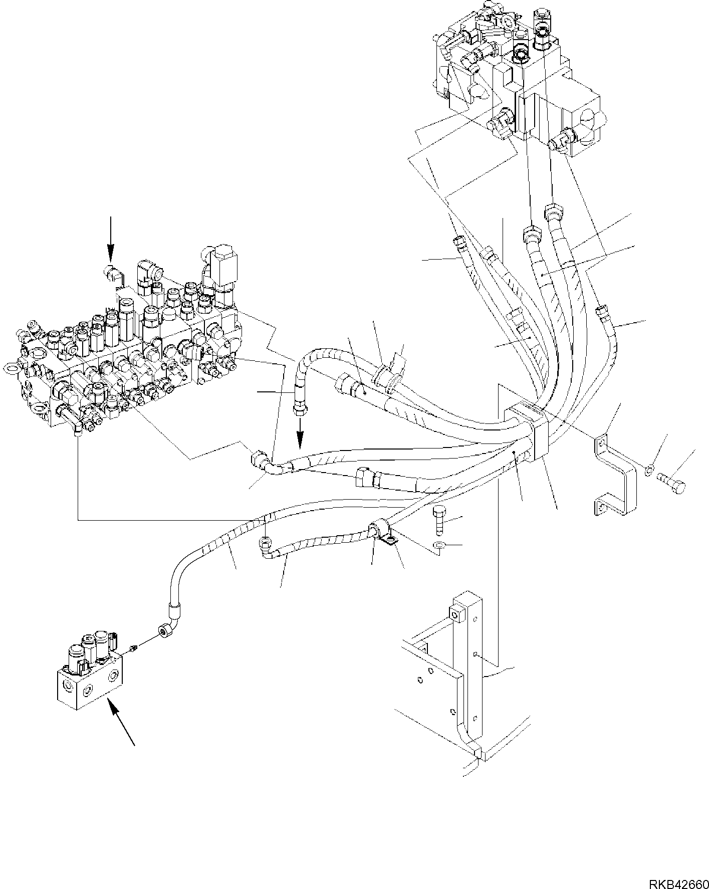 Komatsu parts book diagram for PC50MR-2 S/N F00103 AND UP: HYDRAULIC PIPING (DELIVERY LINE)