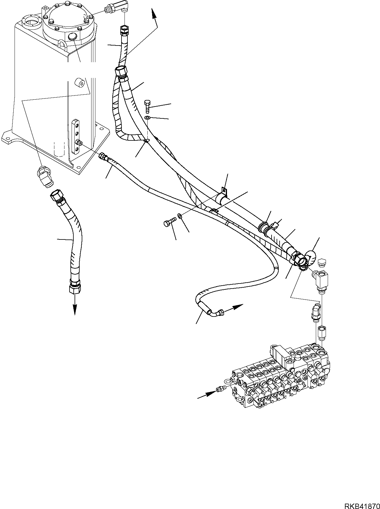 Komatsu parts book diagram for PC50MR-2 S/N F00103 AND UP: HYDRAULIC PIPING (RETURN LINE)