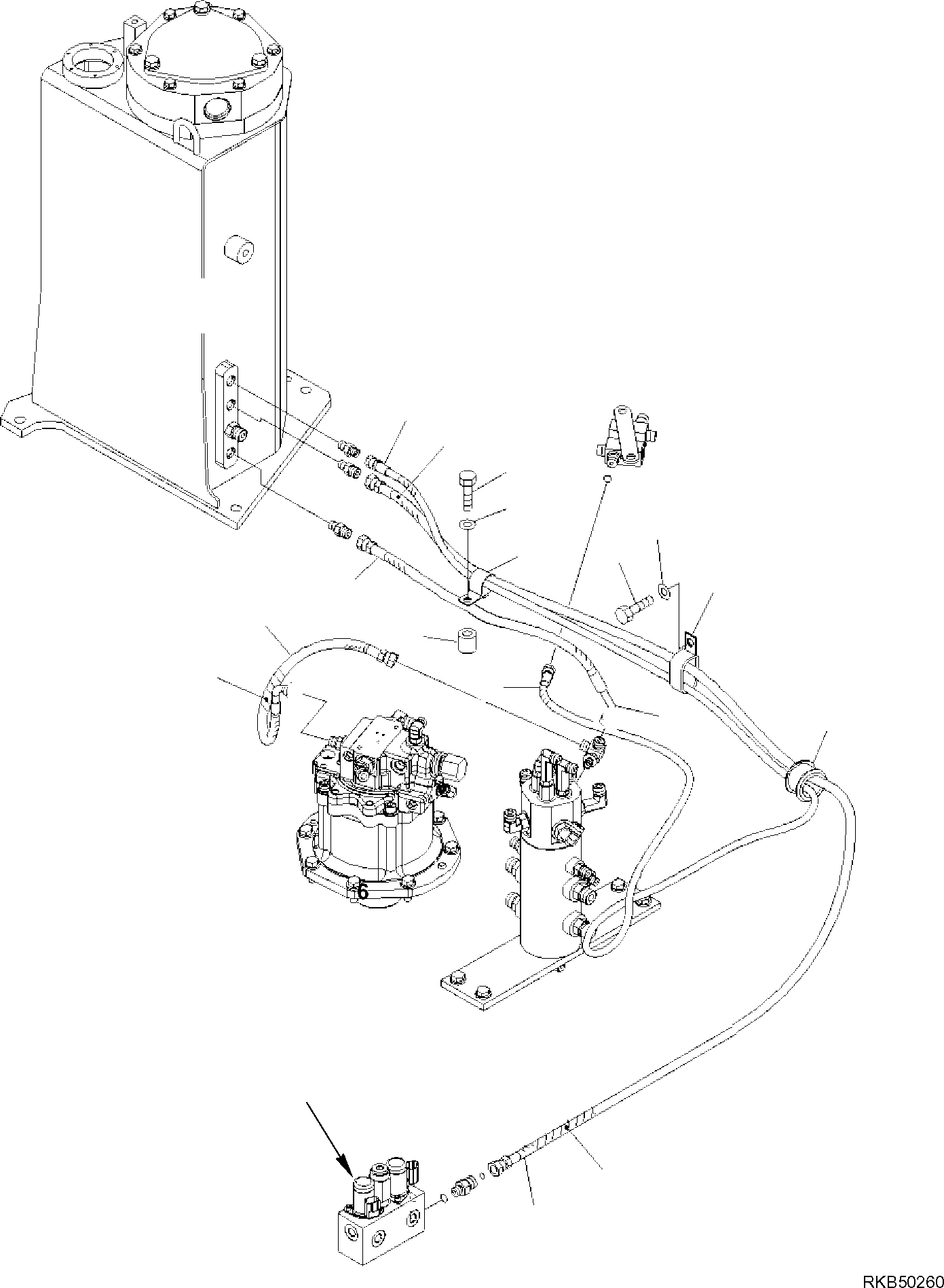 Komatsu parts book diagram for PC50MR-2 S/N F00103 AND UP: HYDRAULIC PIPING (DRAIN LINE)