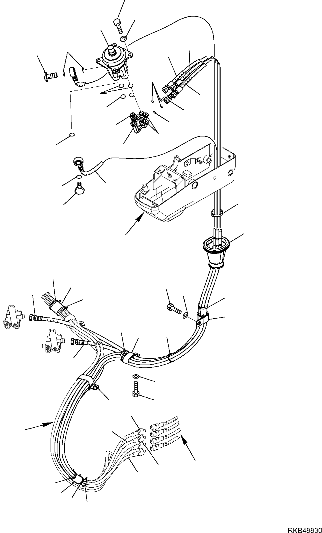 Komatsu parts book diagram for PC50MR-2 S/N F00103 AND UP: HYDRAULIC PIPING (L.H. SERVOCONTROL LINE) (CAB)