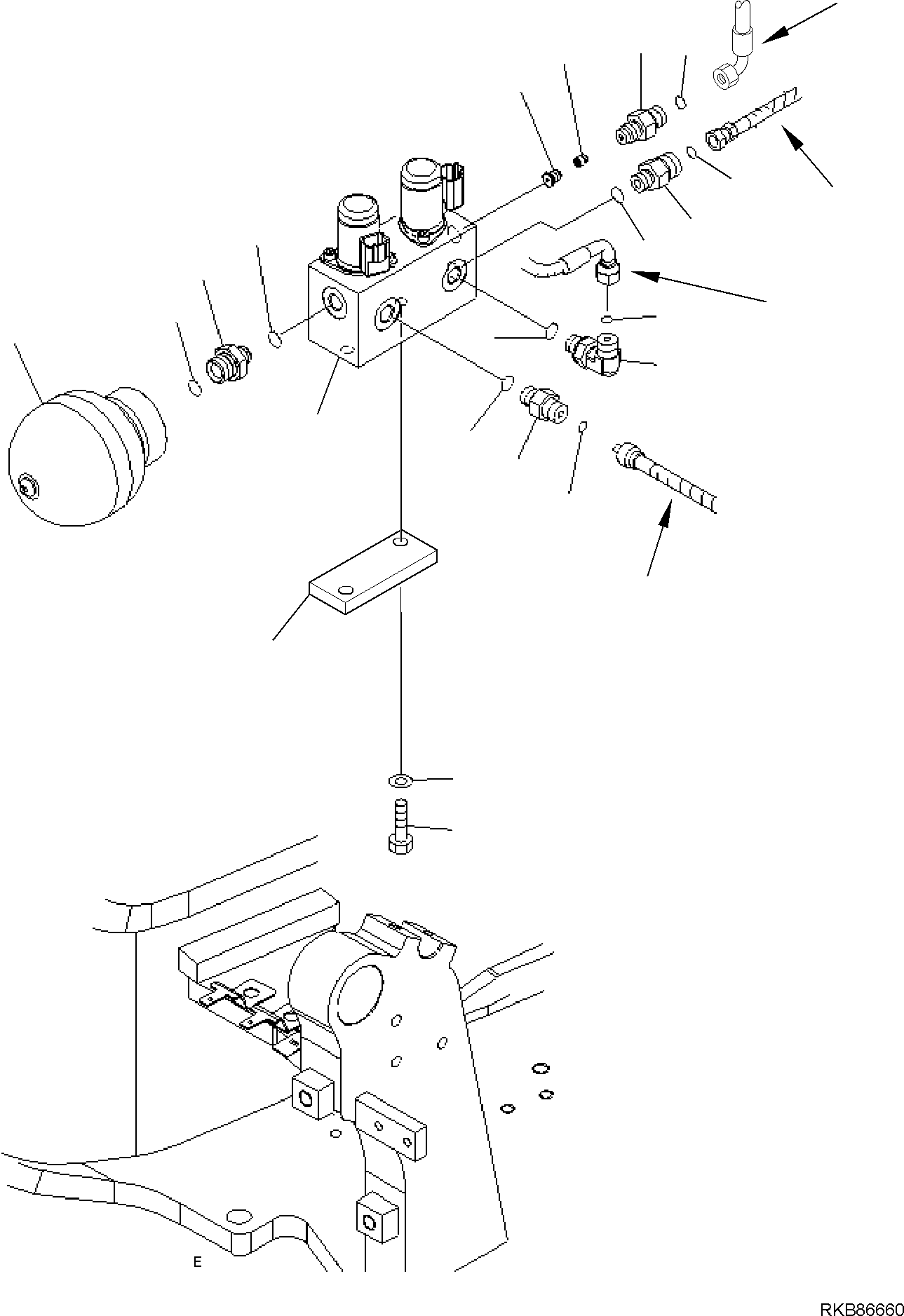 Komatsu parts book diagram for PC50MR-2 S/N F00103 AND UP: HYDRAULIC PIPING (SERVOCONTROL LINE) (2/5)