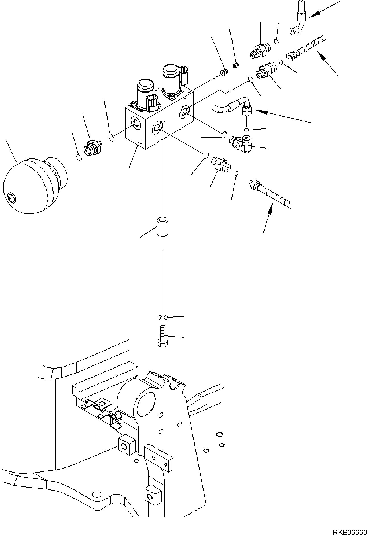 Komatsu parts book diagram for PC50MR-2 S/N F00103 AND UP: HYDRAULIC PIPING (SERVOCONTROL LINE) (2/5)