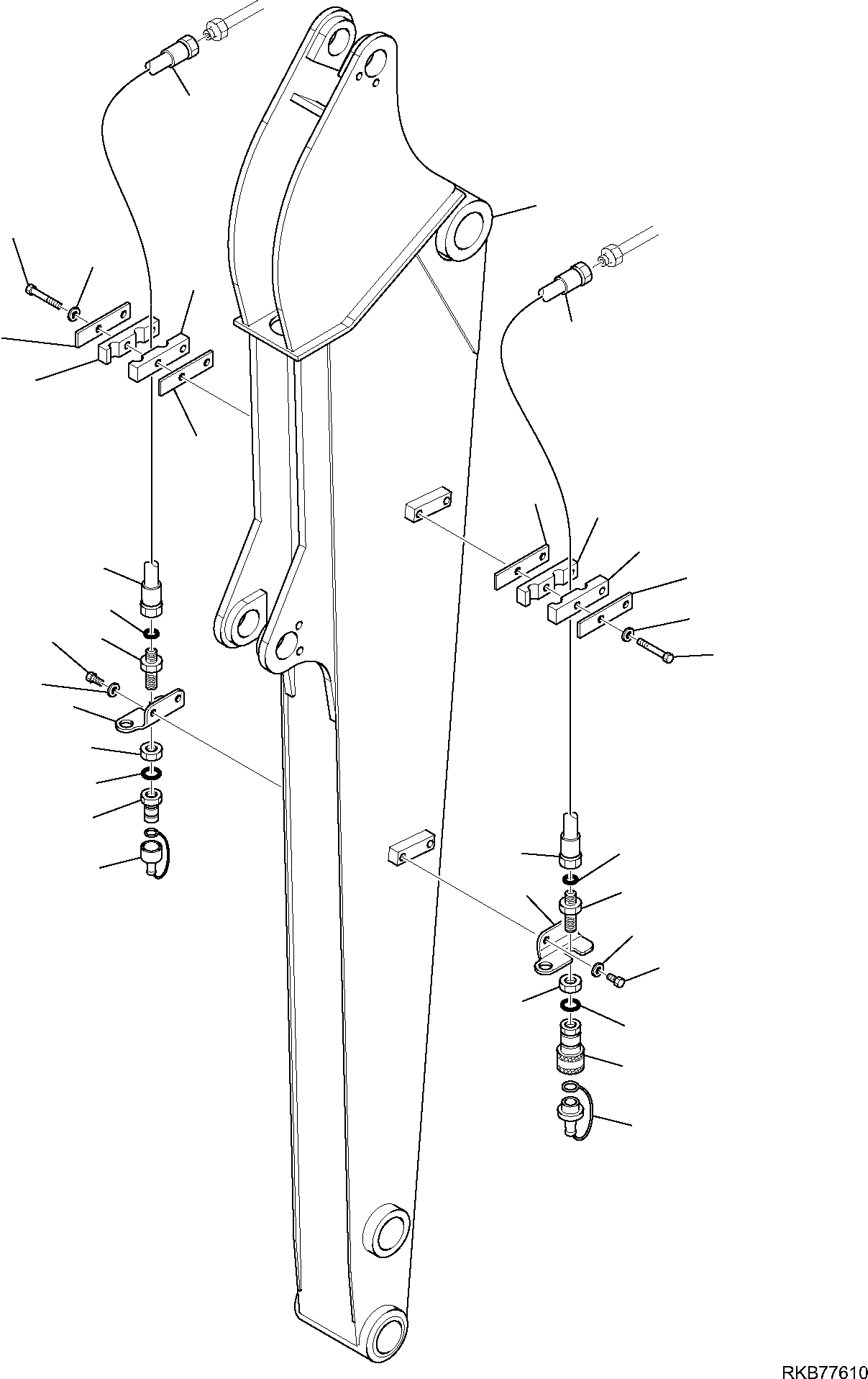 Komatsu parts book diagram for PC50MR-2 S/N F00103 AND UP: HYDRAULIC PIPING (ATTACHMENT LINE) (LONG ARM) (3/3) (COUPLING NEAR BUCKET PIN)
