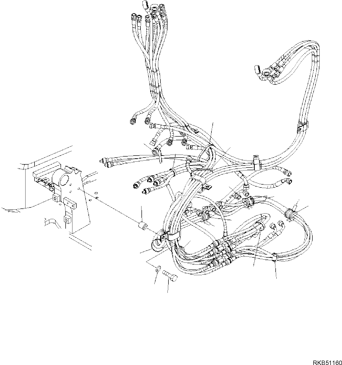 Komatsu parts book diagram for PC50MR-2 S/N F00103 AND UP: HYDRAULIC PIPING (SERVOCONTROL LINE) (5/5)