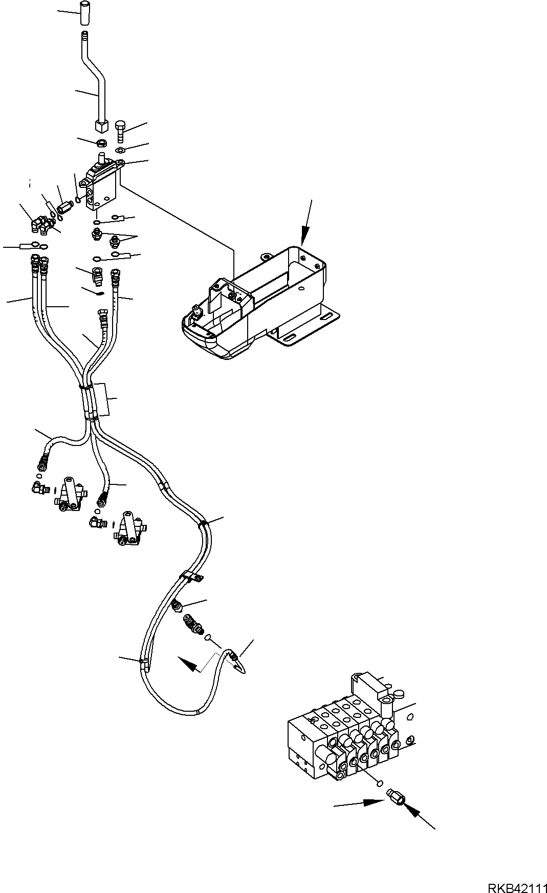 Komatsu parts book diagram for PC50MR-2 S/N F00103 AND UP: HYDRAULIC PIPING (BLADE LINE) (UPPER) (CAB)