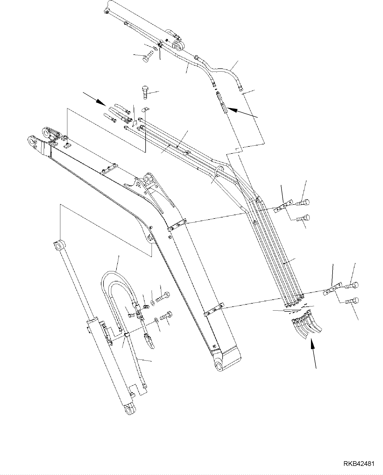 Komatsu parts book diagram for PC50MR-2 S/N F00103 AND UP: BOOM PIPING WITH LONG ARM