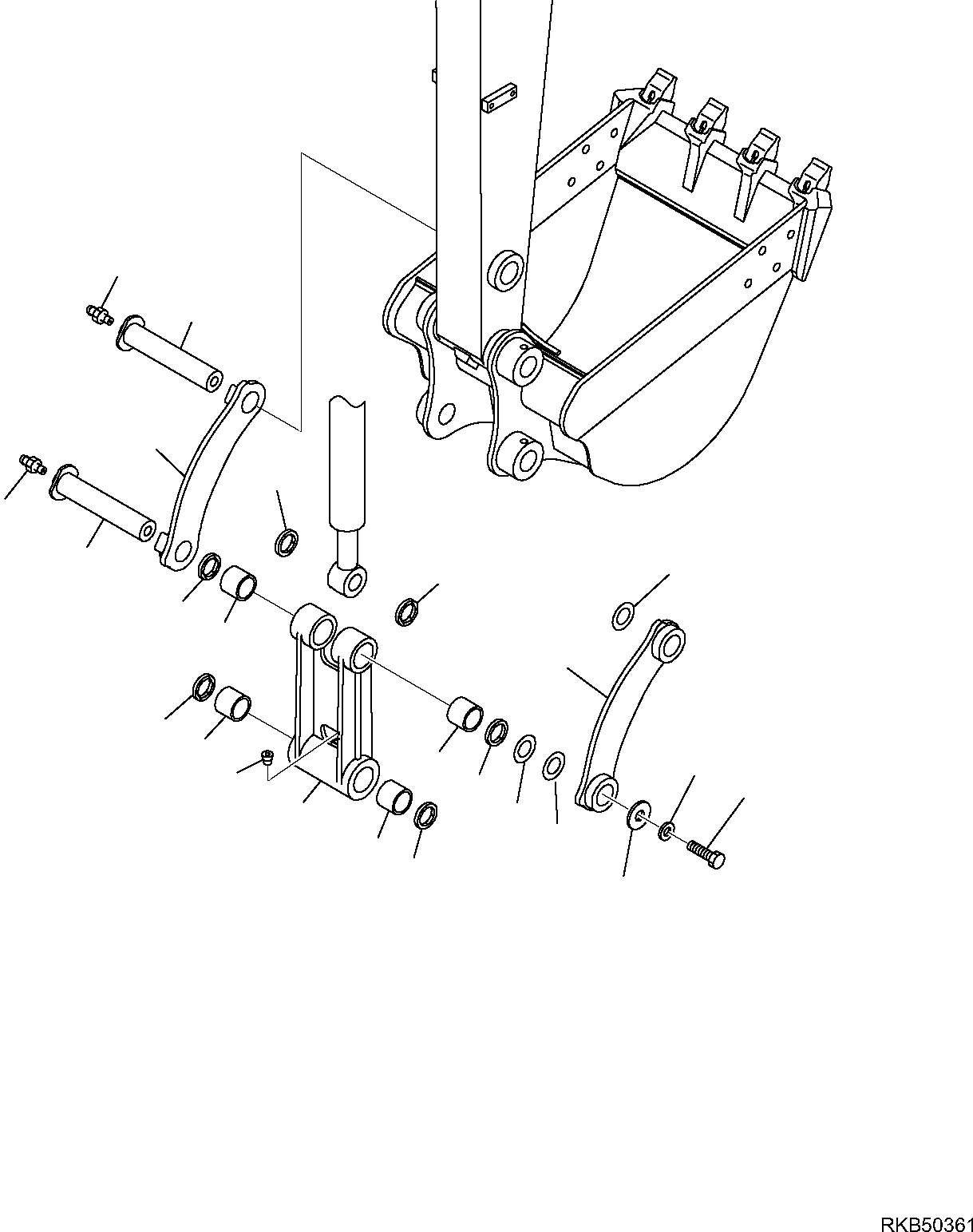 Komatsu parts book diagram for PC50MR-2 S/N F00103 AND UP: BUCKET LINK