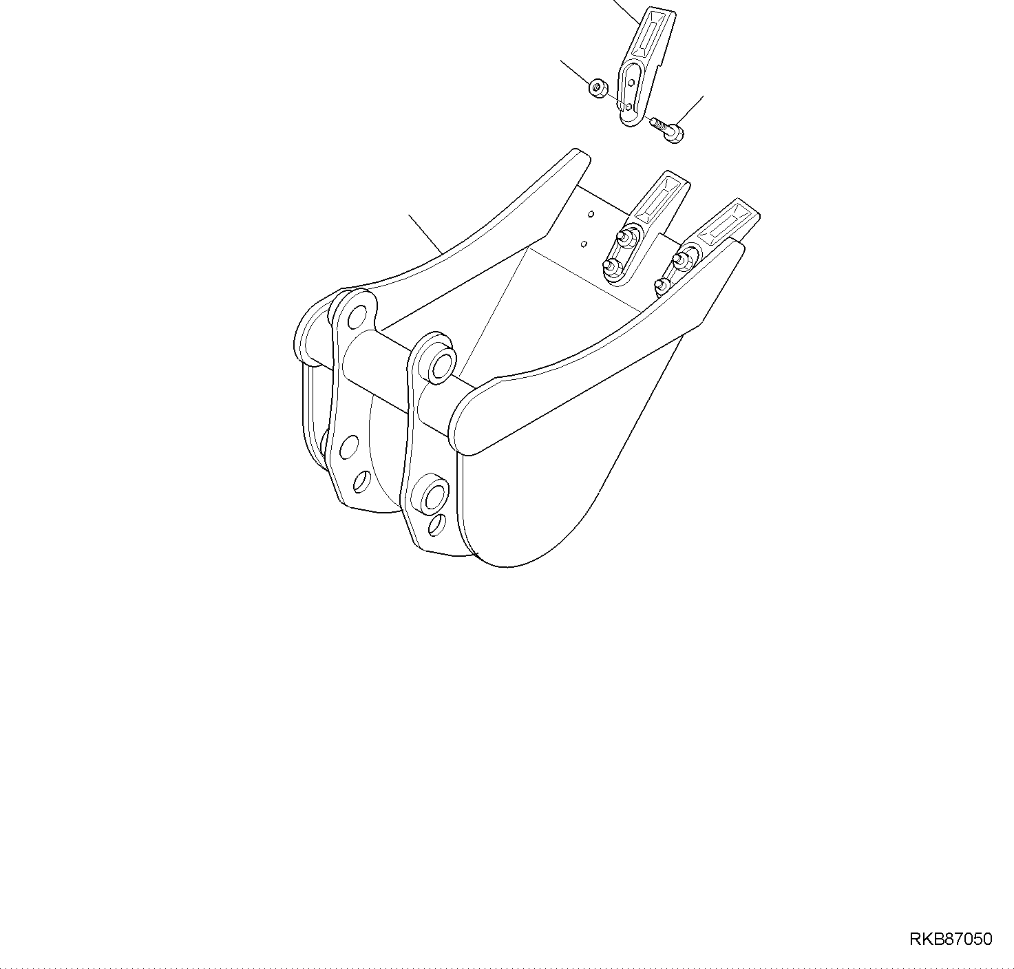 Komatsu parts book diagram for PC50MR-2 S/N F00103 AND UP: BUCKET (L=400 MM)