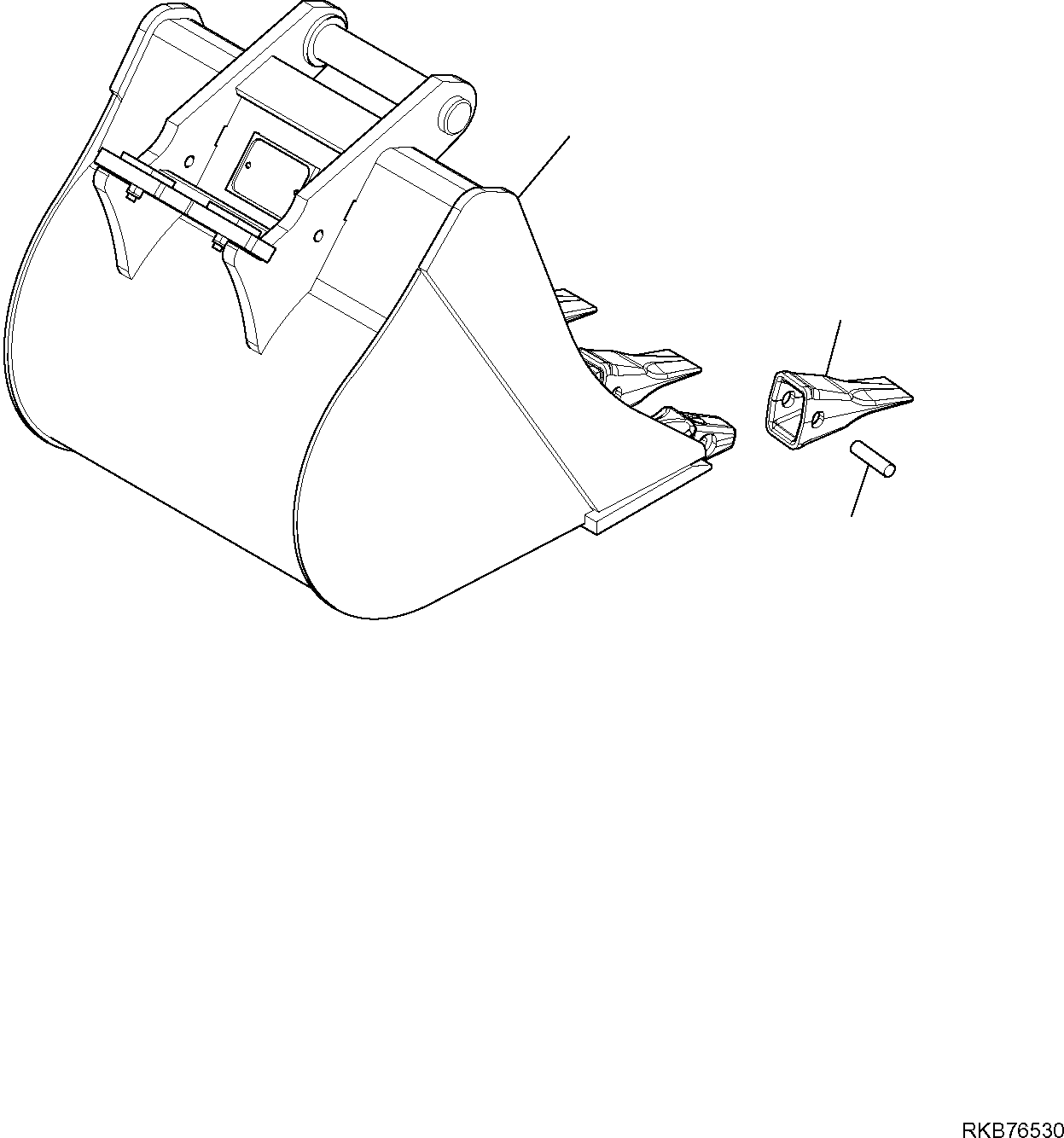 Komatsu parts book diagram for PC50MR-2 S/N F00103 AND UP: BUCKET (FOR QUICK COUPLING) (L=600 MM) (KILOUTOU SPEC.)
