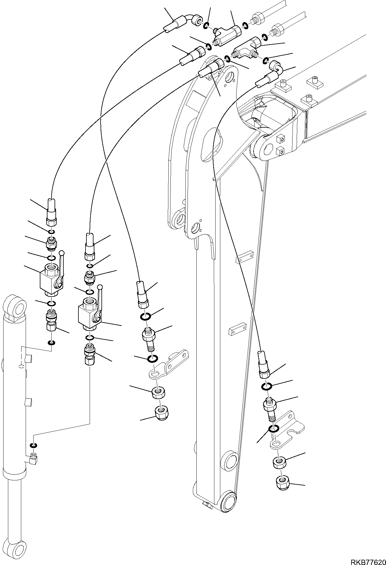 Komatsu parts book diagram for PC50MR-2 S/N F00103 AND UP: HYDRAULIC PIPING (CUTTING AND ROTATING BUCKET) (STANDARD ARM) (WITH EXTENSION)