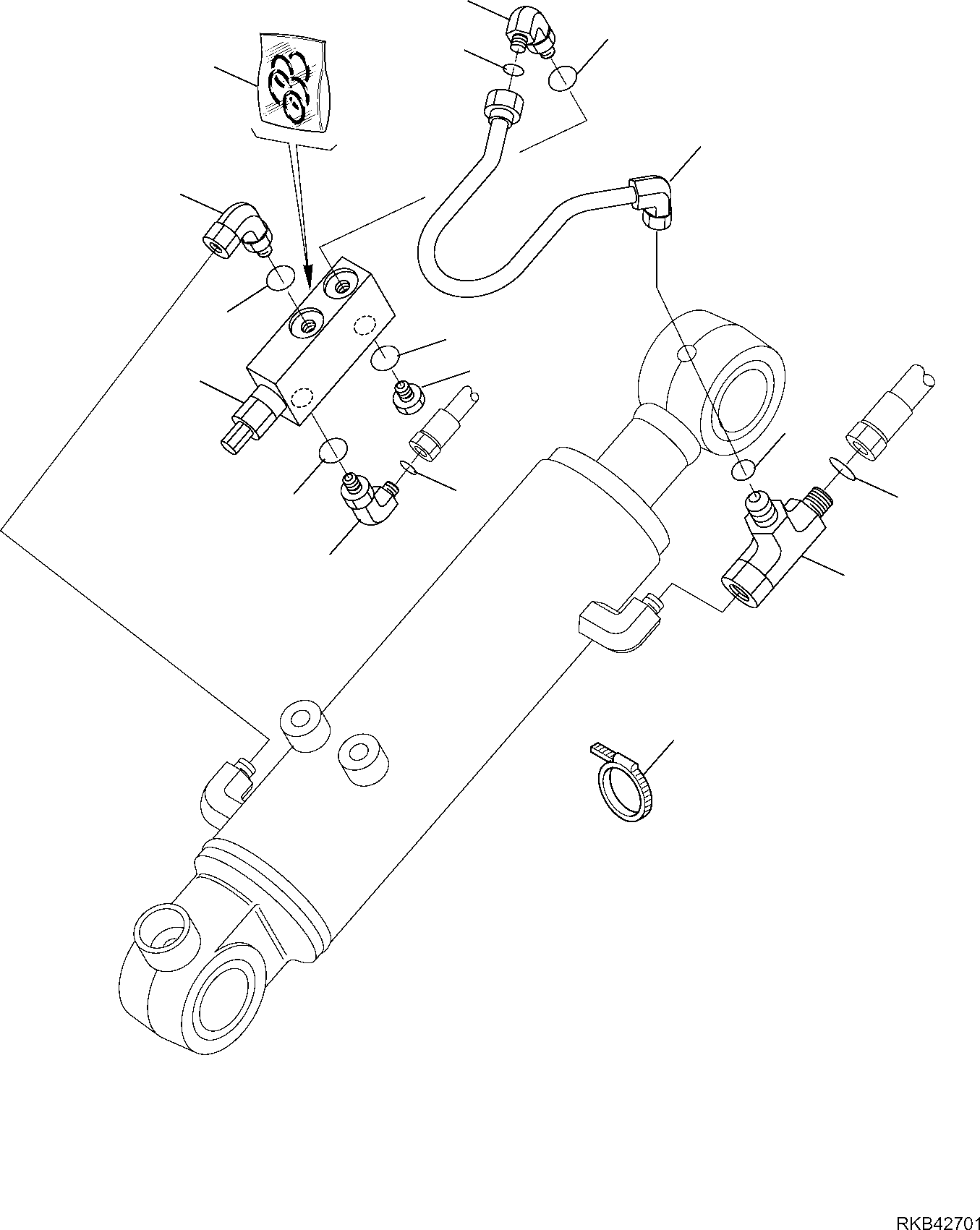 Komatsu parts book diagram for PC50MR-2 S/N F00103 AND UP: HYDRAULIC PIPING (BLADE LINE) (SAFETY VALVE)