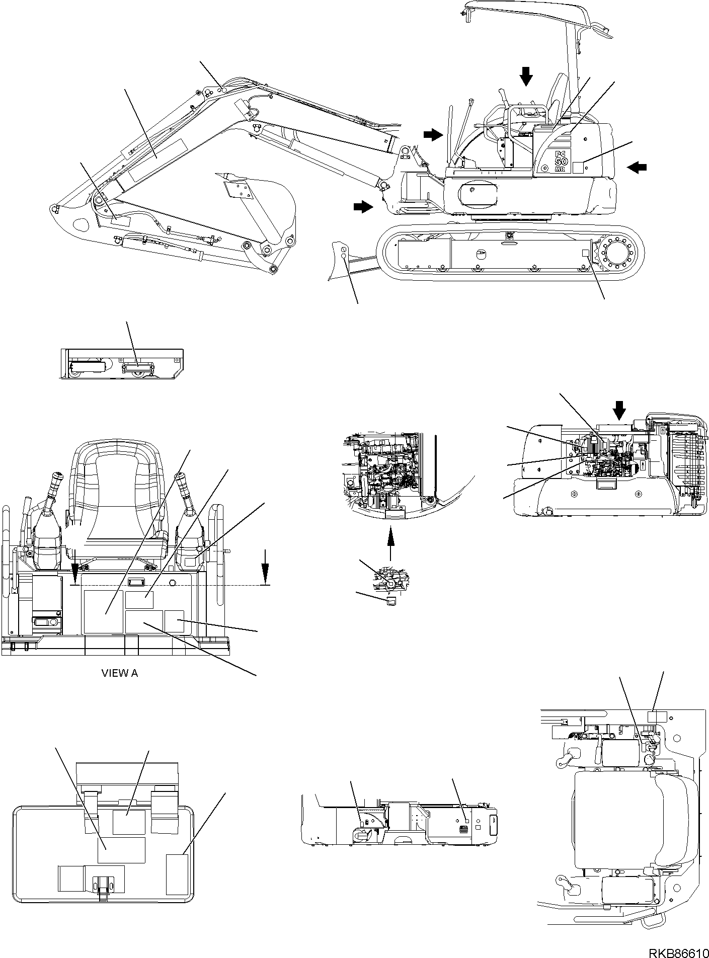Komatsu parts book diagram for PC50MR-2 S/N F00103 AND UP: MARK PLATE (CANOPY) (2/2)