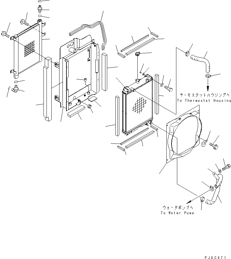 Komatsu parts book diagram for PC58UU-3 S/N 20001-UP: COOLING (RADIATOR AND OIL COOLER)