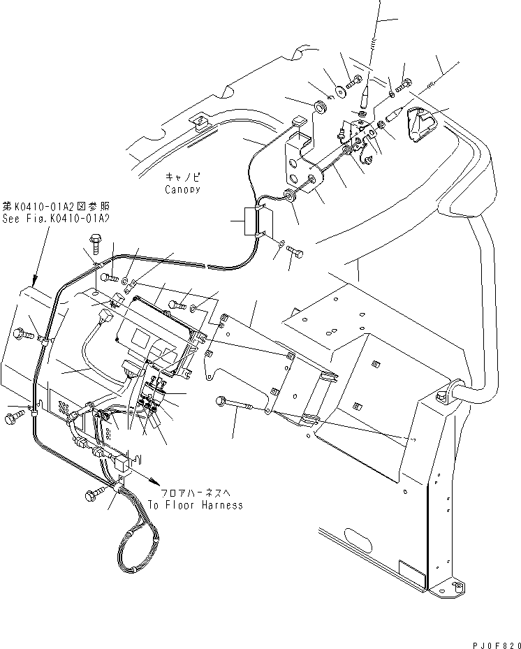 Komatsu parts book diagram for PC58UU-3 S/N 20001-UP: KOMTRAX HARNESS (CANOPY)(#20424-)