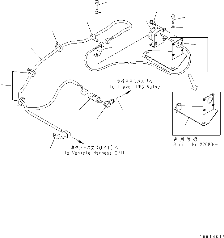 Komatsu parts book diagram for PC58UU-3 S/N 20001-UP: TRAVEL ALARM