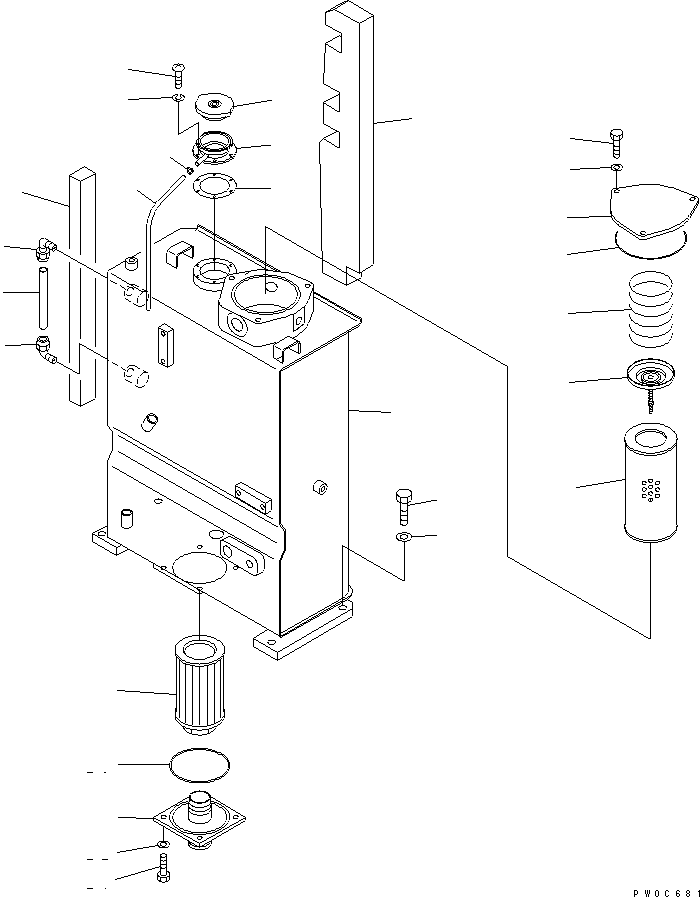 Komatsu parts book diagram for PC58UU-3 S/N 20001-UP: HYDRAULIC TANK (TANK)