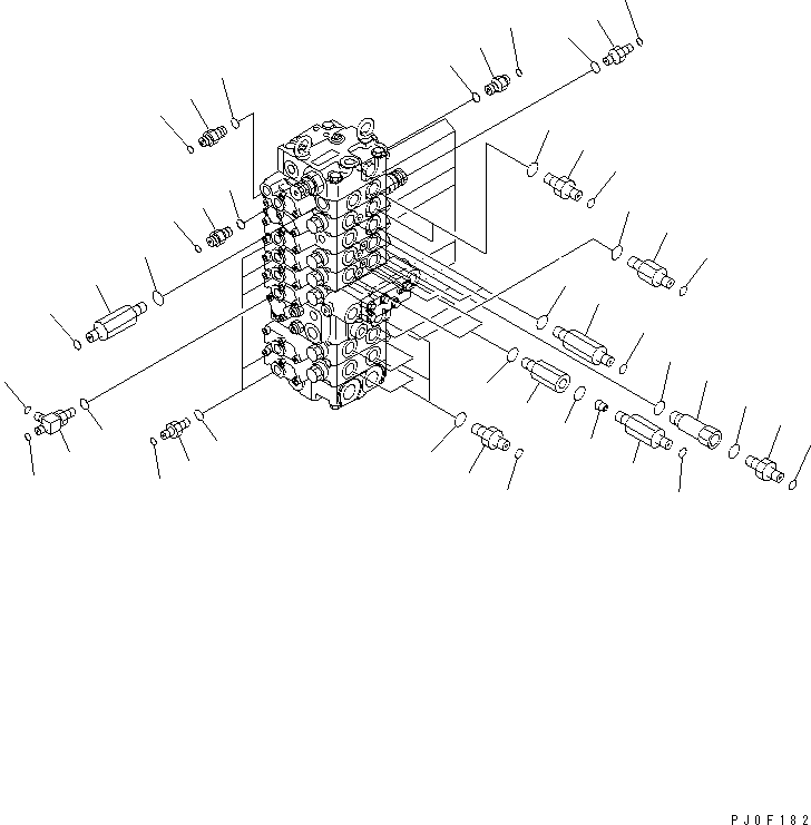 Komatsu parts book diagram for PC58UU-3 S/N 20001-UP: MAIN VALVE (ELBOW) (FOR SLIDE ARM)