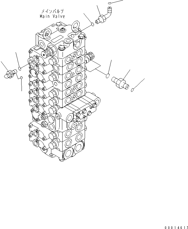 Komatsu parts book diagram for PC58UU-3 S/N 20001-UP: MAIN VALVE (PLUG) (FOR POWER TILT MECHA ANGLE BLADE)(#20848-)