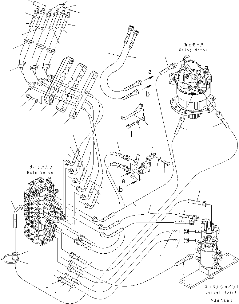 Komatsu parts book diagram for PC58UU-3 S/N 20001-UP: ACTUATOR LINE (FOR ATTACHIMENT)