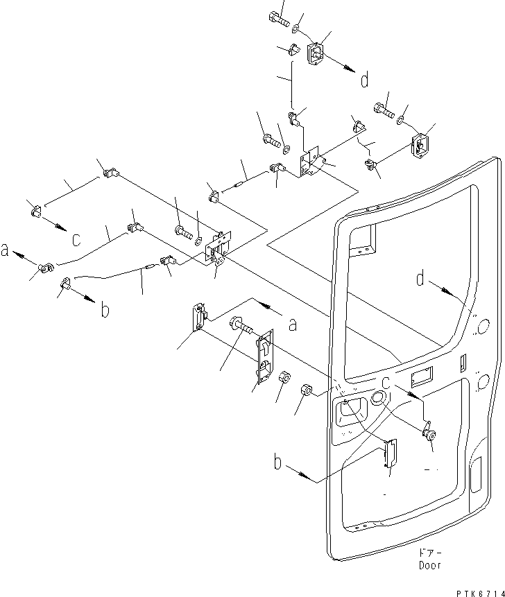 Komatsu parts book diagram for PC58UU-3 S/N 20001-UP: OPERATOR'S CAB (DOOR 2/2) (KOMTRAX)(#20424-)
