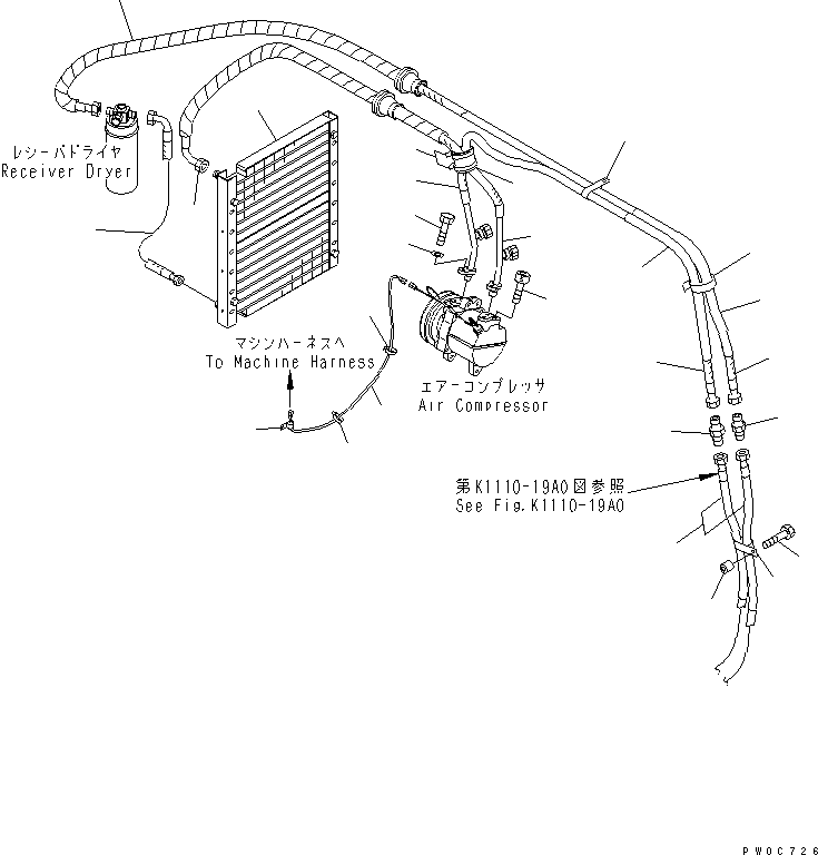 Komatsu parts book diagram for PC58UU-3 S/N 20001-UP: AIR CONDITIONER (WIRING AND CONDENSER)