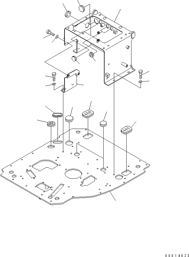 Komatsu parts book diagram for PC58UU-3 S/N 20001-UP: FLOOR FRAME (BASE) (FOR CAB) (FOR POWER TILT MECHA ANGLE BLADE)(#20848-)