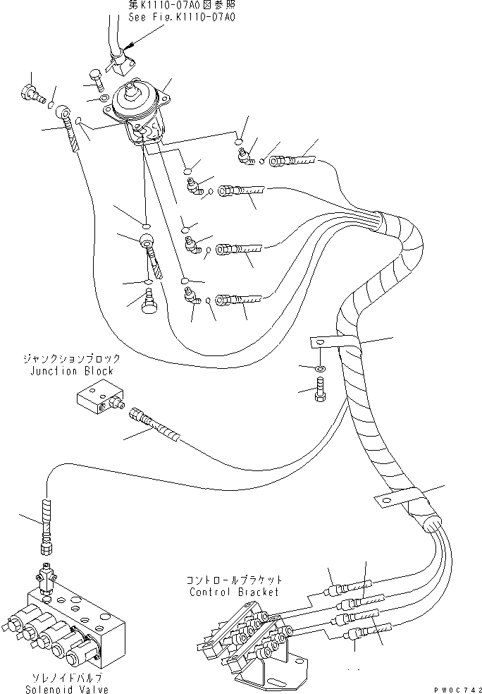Komatsu parts book diagram for PC58UU-3 S/N 20001-UP: FLOOR FRAME (PIPING ? R.H.)