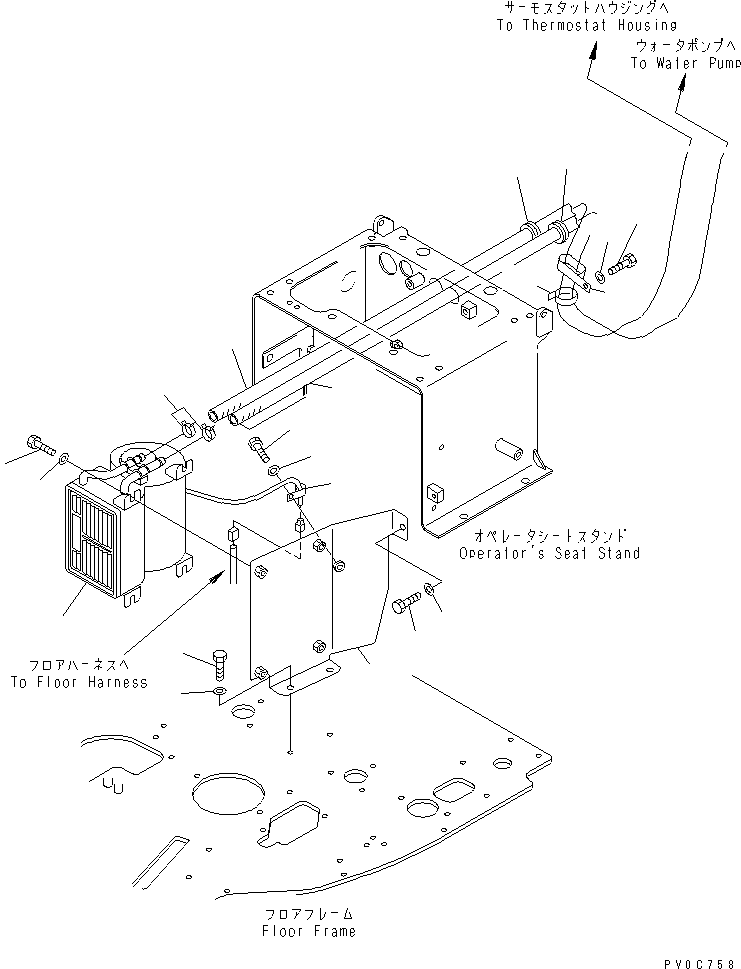 Komatsu parts book diagram for PC58UU-3 S/N 20001-UP: FLOOR FRAME (CAR HEATER)