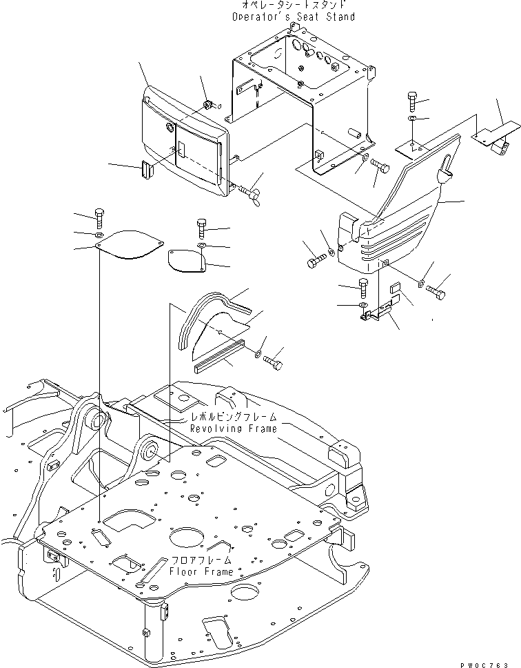 Komatsu parts book diagram for PC58UU-3 S/N 20001-UP: FLOOR COVER (CANOPY)