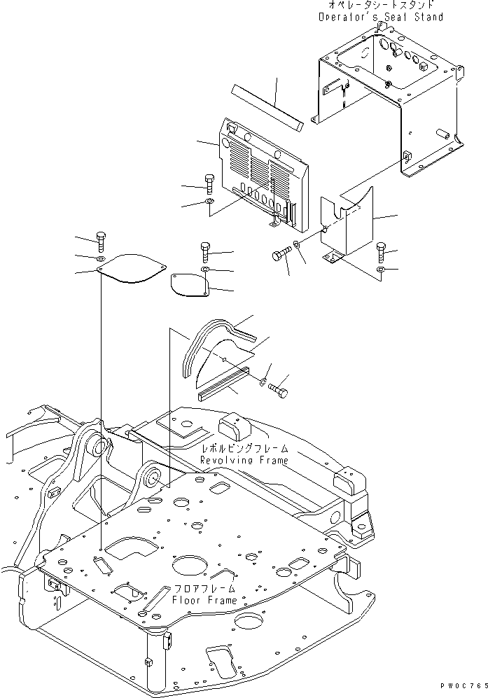 Komatsu parts book diagram for PC58UU-3 S/N 20001-UP: FLOOR COVER (CAB) (AIR CONDITIONER)
