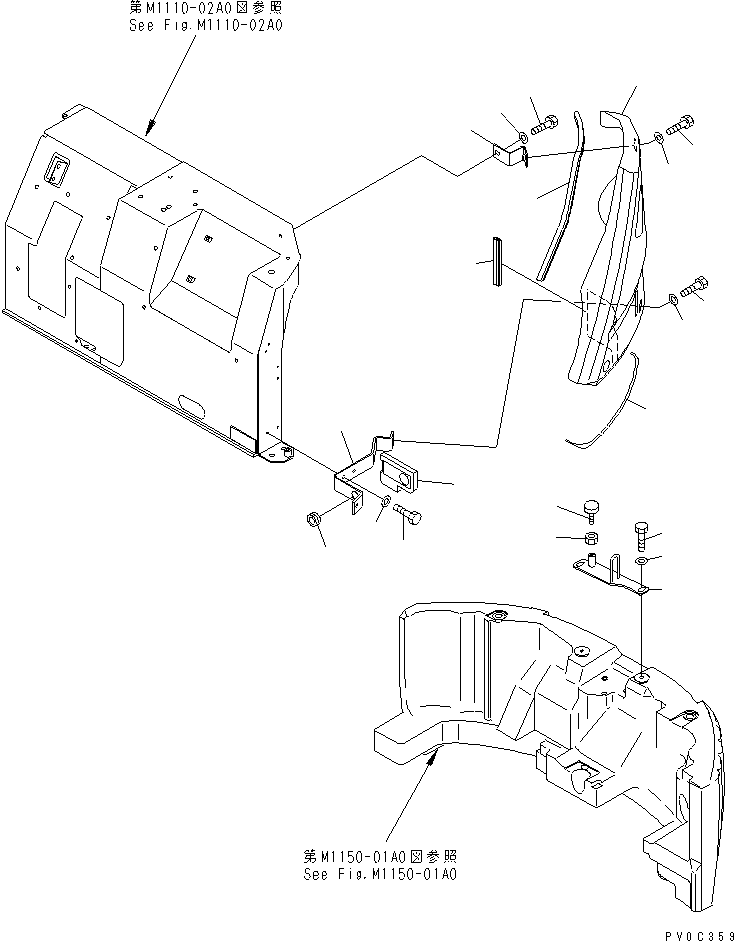 Komatsu parts book diagram for PC58UU-3 S/N 20001-UP: HOOD (COVER AND LOCK)