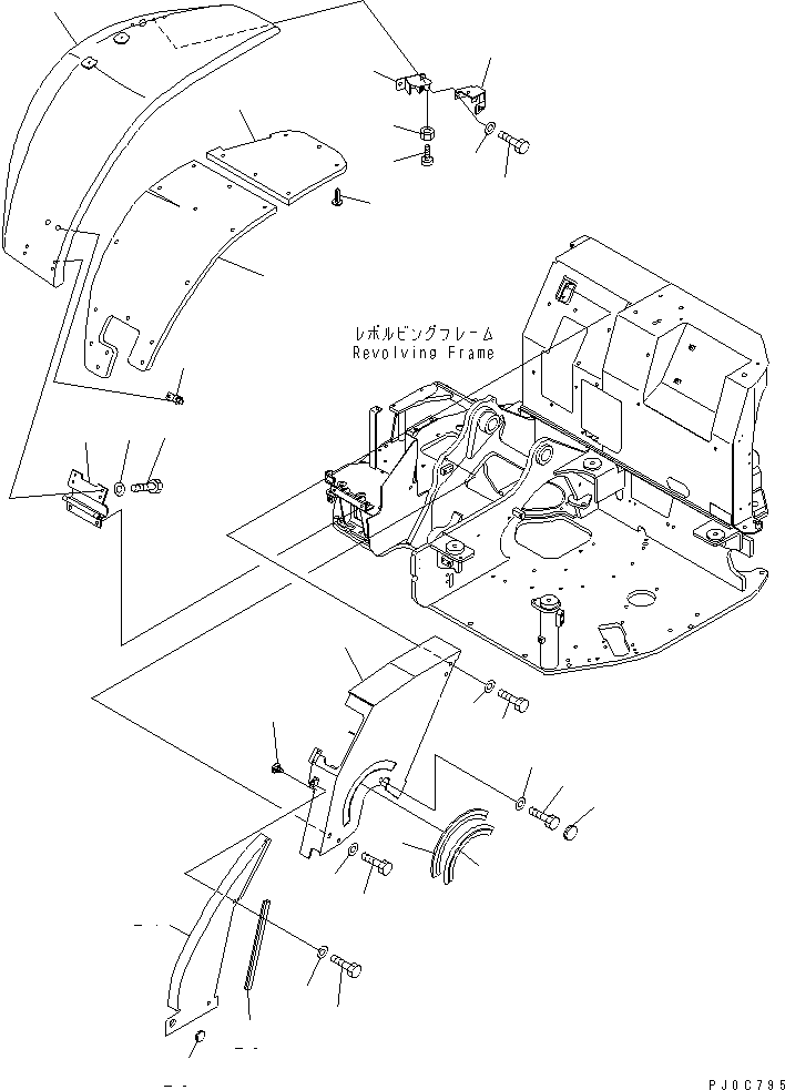 Komatsu parts book diagram for PC58UU-3 S/N 20001-UP: FRONT COVER (TANK COVER)