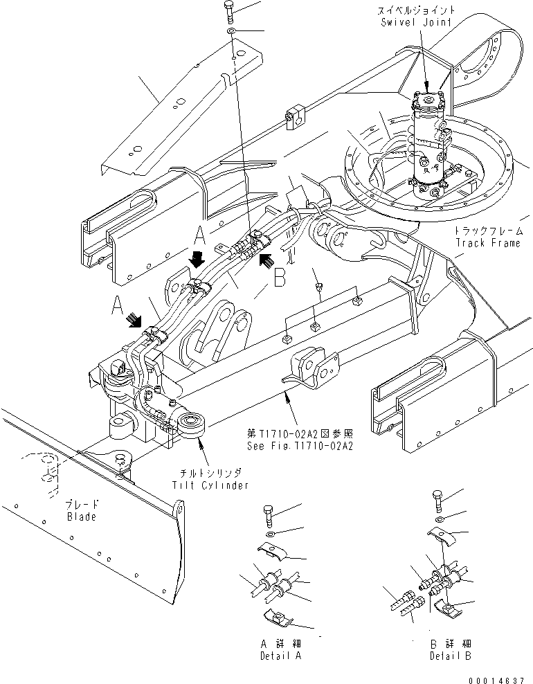 Komatsu parts book diagram for PC58UU-3 S/N 20001-UP: POWER TILT MECHA ANGLE BLADE LINE (LOWER)(#20848-)