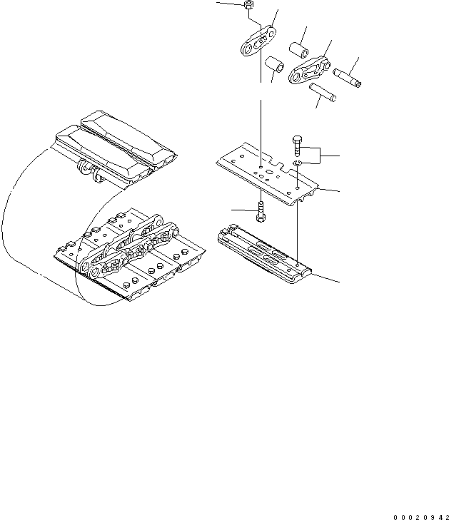 Komatsu parts book diagram for PC58UU-3 S/N 20001-UP: TRACK SHOE (MT PAD)(#22301-)