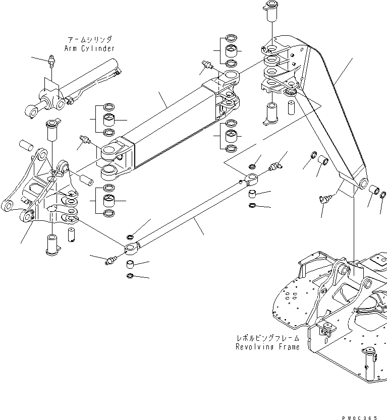 Komatsu parts book diagram for PC58UU-3 S/N 20001-UP: BOOM (1ST ? 2ND BOOM ? 3RD BRACKET AND SUB LINK) (FOR SLIDE ARM)