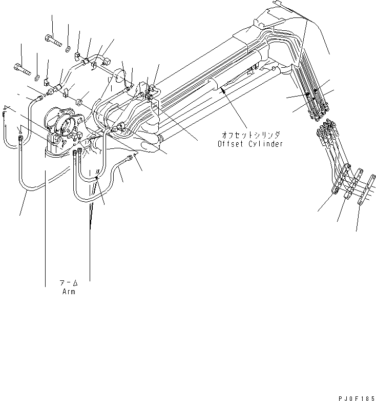 Komatsu parts book diagram for PC58UU-3 S/N 20001-UP: BO0M (ATTACHMENT PIPING) (FOR SLIDE ARM)
