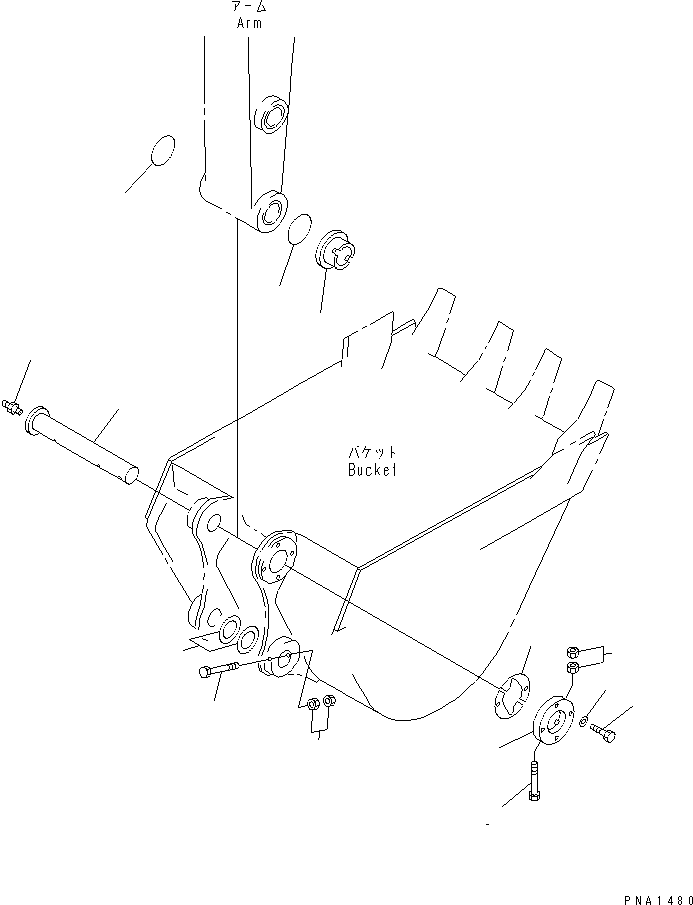 Komatsu parts book diagram for PC58UU-3 S/N 20001-UP: BUCKET PIN (WITH ADJUST BUCKET CLEARANCE)