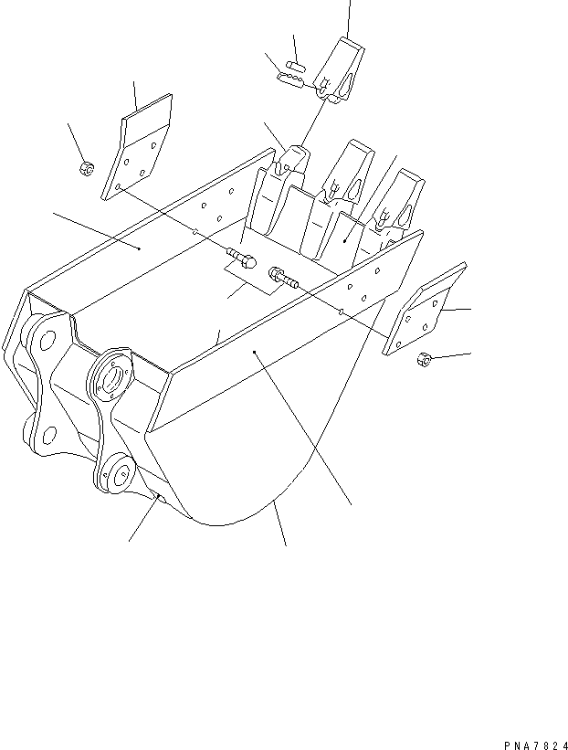 Komatsu parts book diagram for PC58UU-3 S/N 20001-UP: BUCKET ? 0.12M3 (MINI 0.20M3) WIDTH 480MM (VERTICAL PIN TYPE)     (WITH ADJUST BUCKET CLEARANCE)