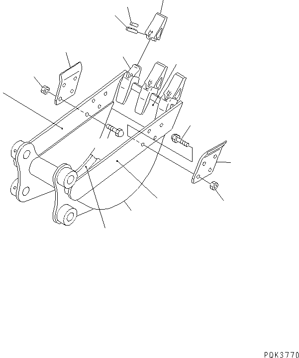 Komatsu parts book diagram for PC58UU-3 S/N 20001-UP: BUCKET ? 0.05M3 (MINI 0.08M3) WIDTH 350MM (VERTICAL PIN TYPE)