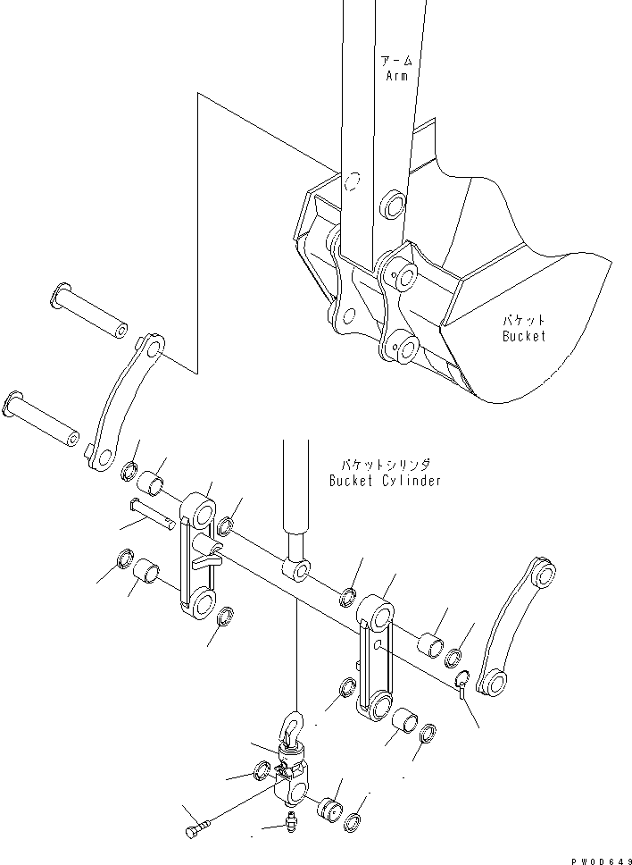 Komatsu parts book diagram for PC58UU-3 S/N 20001-UP: ARM CRANE (BUCKET LINK)