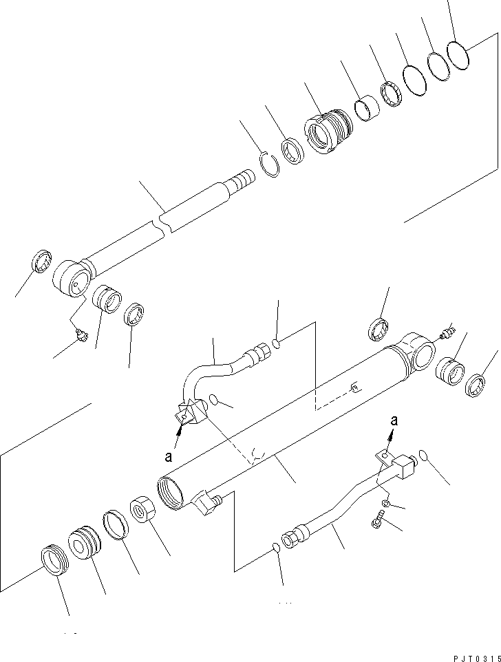 Komatsu parts book diagram for PC58UU-3 S/N 20001-UP: BUCKET CYLINDER (INNER PARTS)