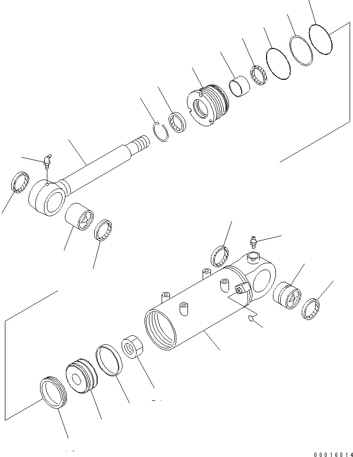 Komatsu parts book diagram for PC58UU-3 S/N 20001-UP: BLADE CYLINDER (POWER TILT MECHANICAL ANGLE) (INNER PARTS)(#20848-)