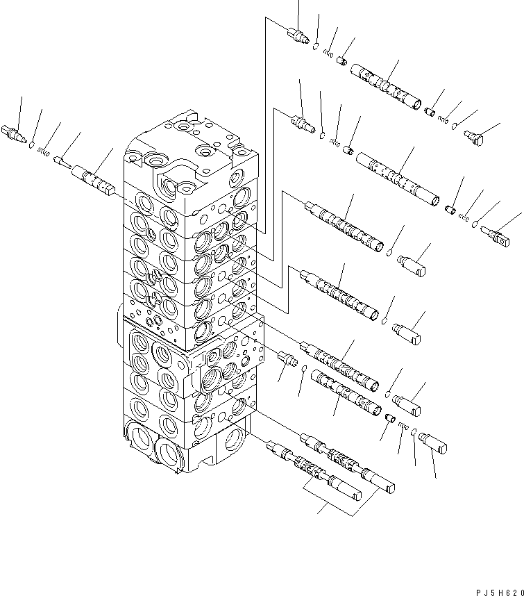 Komatsu parts book diagram for PC58UU-3 S/N 20001-UP: MAIN VALVE (8-VALVE) (3/20)