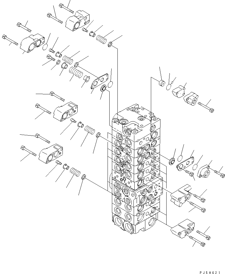 Komatsu parts book diagram for PC58UU-3 S/N 20001-UP: MAIN VALVE (8-VALVE) (4/20)