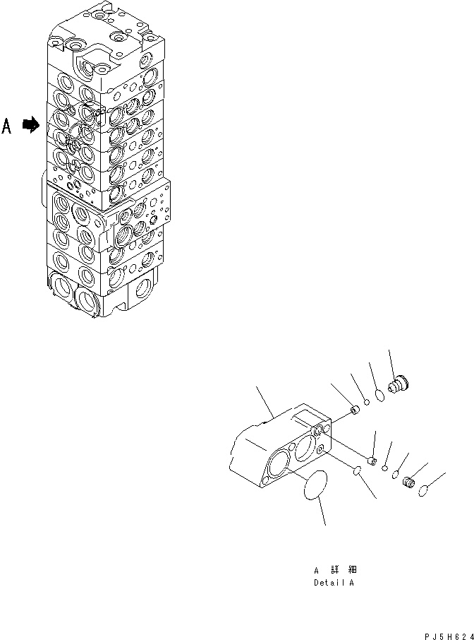 Komatsu parts book diagram for PC58UU-3 S/N 20001-UP: MAIN VALVE (8-VALVE) (7/20)
