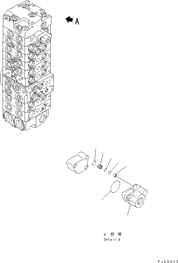 Komatsu parts book diagram for PC58UU-3 S/N 20001-UP: MAIN VALVE (8-VALVE) (8/20)