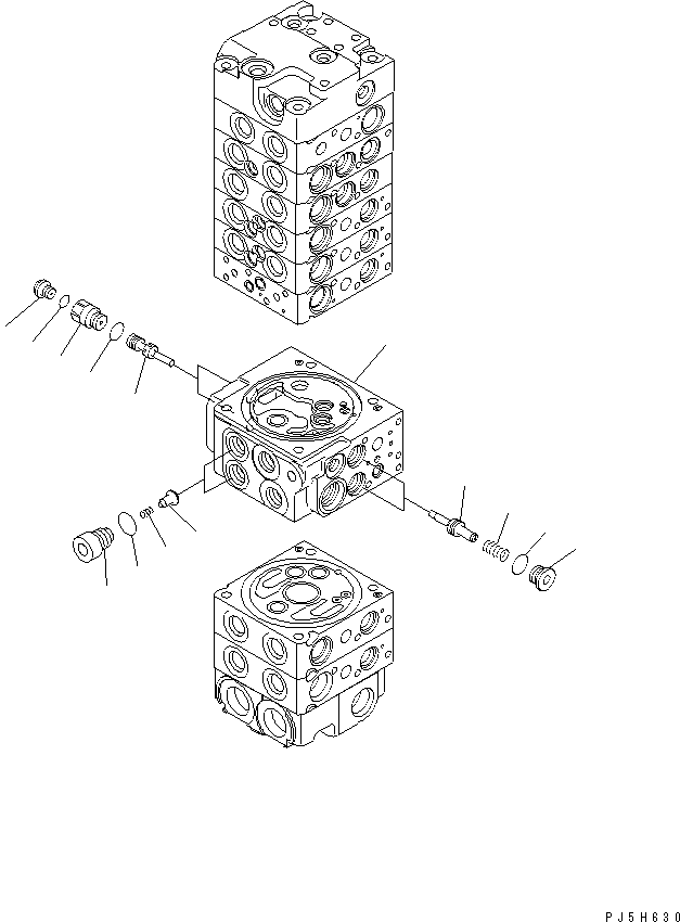 Komatsu parts book diagram for PC58UU-3 S/N 20001-UP: MAIN VALVE (8-VALVE) (13/20)
