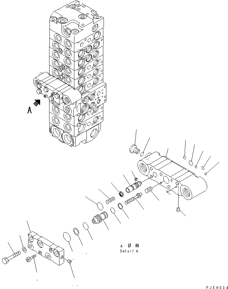 Komatsu parts book diagram for PC58UU-3 S/N 20001-UP: MAIN VALVE (8-VALVE) (17/20)