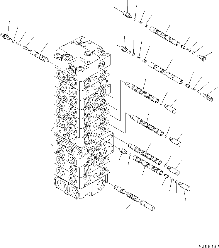 Komatsu parts book diagram for PC58UU-3 S/N 20001-UP: MAIN VALVE (9-VALVE) (3/22) (FOR SLIDE ARM)